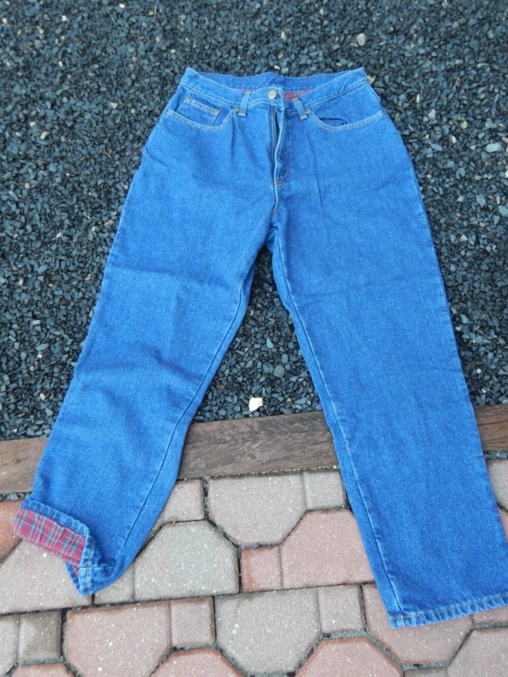 L.L. Bean Womens Flannel Lined Jeans Size 12P 12 Petite